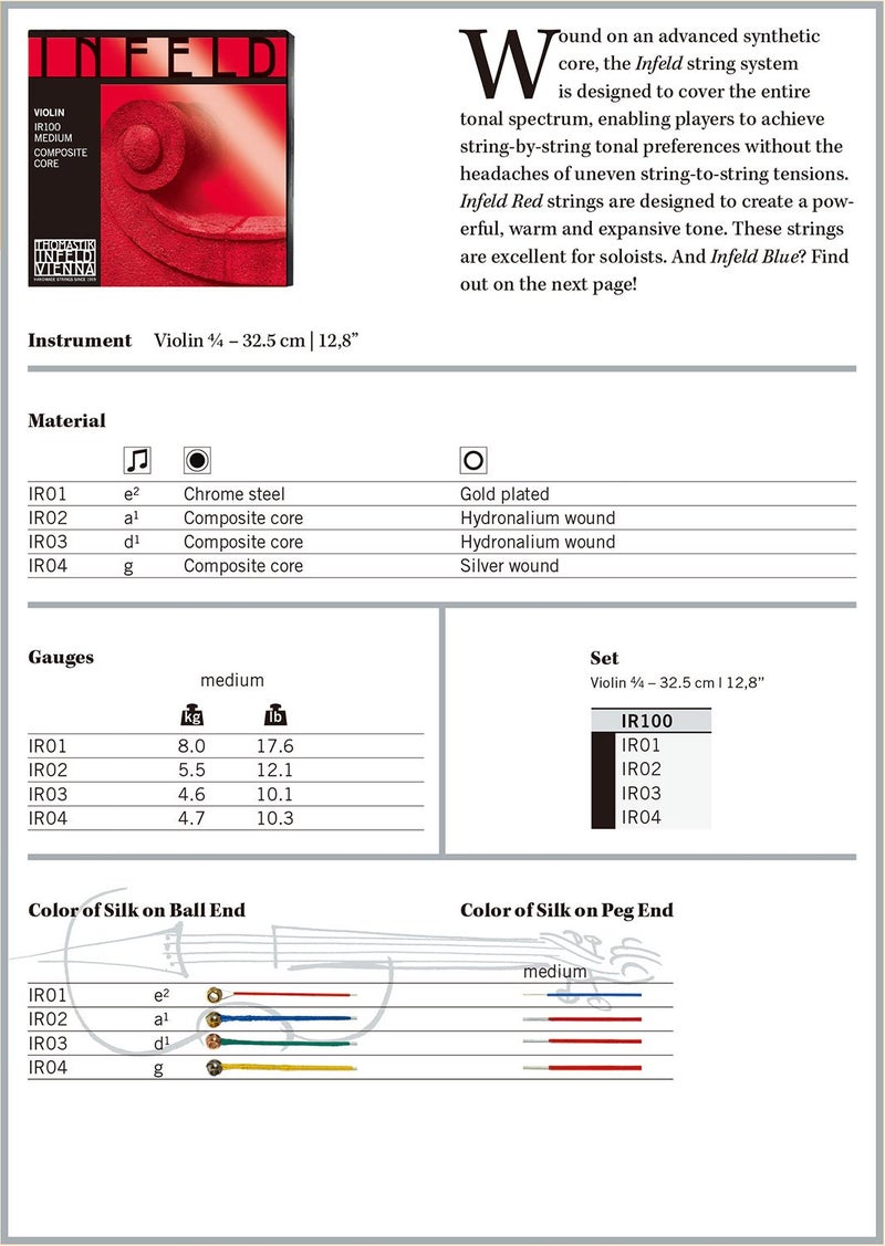 Thomastik-Infeld IR100 Infeld Red Violin Strings Set 4/4 Size - Image 3